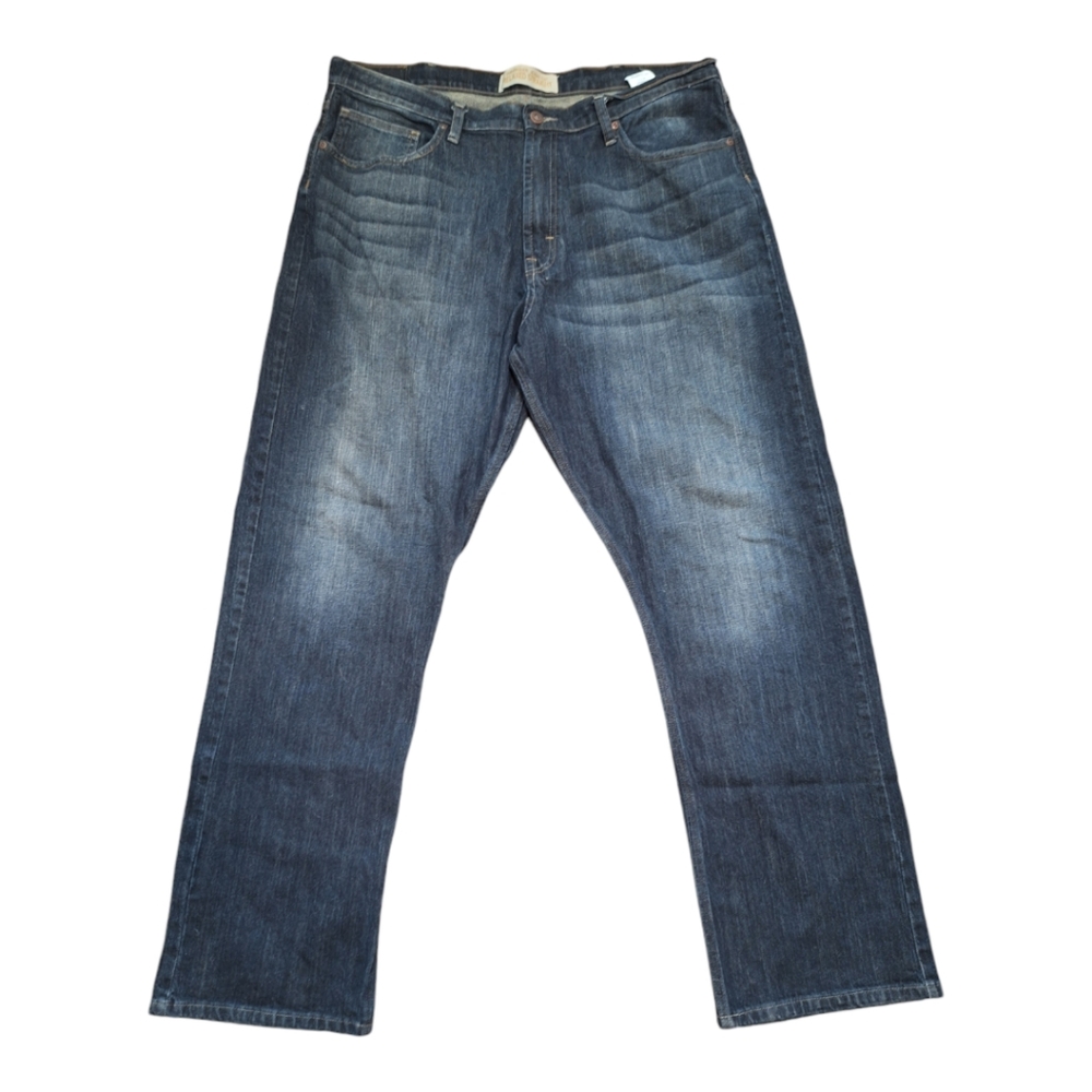 Wrangler Mens Classic Straight Jeans 38x32 Relaxed Fit Blue Dark Wash Stretch